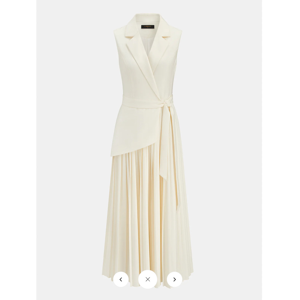 Commense Cream Sleeveless Wrap Midi Dress - Picture 3 of 5